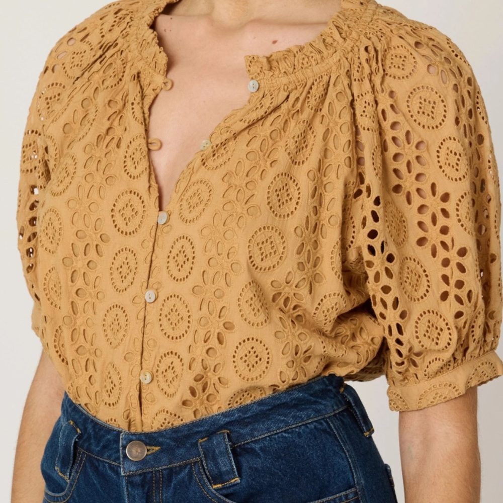 Cleobella Tan Eyelet Blouse